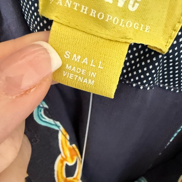 đź’‹NWTđź’‹Anthropologie Navy Chain-Print Backless Halter Maxi Dress 076 - Picture 3 of 10